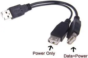 KAIBOXIXI USB 2.0 A Male to Dual Data USB 2.0 A Female + Power Cable USB 2.0 A Female Extension Cable 20cm