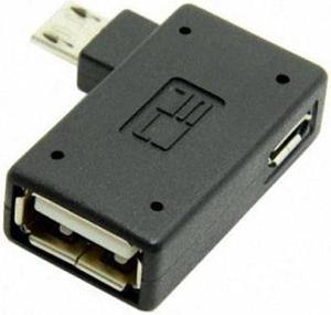 HKCY U2-141-LE 90 Degree Left Angled Micro USB 2.0 OTG Host Adapter with USB Power for Galaxy S3 S4 S5 Note2 Note3 Cell PhoneTablet