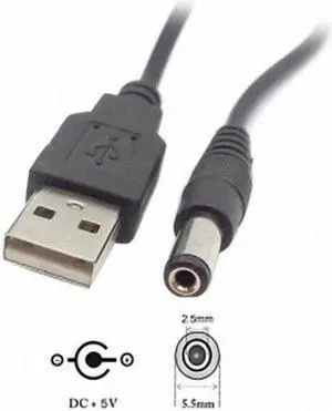 Shenzhong USB 2.0 A Type Male to 5.5 x 2.5mm DC 5V Power Plug Barrel Connector Charge Cable 100cm
