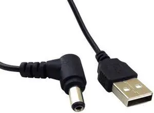 HKCY U2-154-RI USB 2.0 A Type Male to Right Angled 90 Degree 5.5 x 2.5mm DC 5V Power Plug Barrel Connector Charge Cable