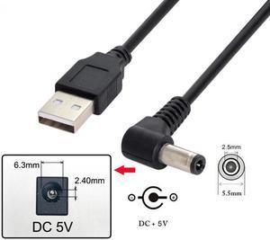 Chenyang Cable USB 2.0 A Type Male to Right Angled 90 Degree 5.5 x 2.5mm DC 5V Power Plug Barrel Connector Charge Cable