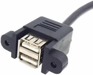 Xiwai Cable 50cm Stackable Dual USB 2.0 A Type Female to Motherboard 9 Pin Header Cable with Screw Panel Holes