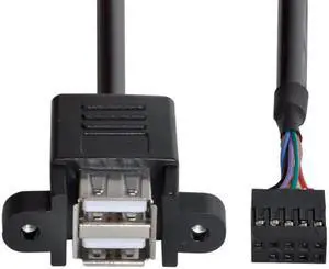 Xiwai Cable 50cm Stackable Dual USB 2.0 A Type Female to Motherboard 9 Pin Header Cable with Screw Panel Holes Xiwai Cable 50cm Stackable Dual USB 2.0 A Type Female to Motherboard 9 Pin Header Cable with Screw Panel Holes