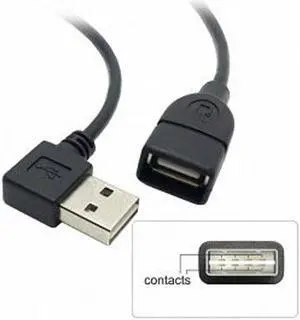 Cablecc CY U2-063-RI-1.0M USB 2.0 Male to Female Extension Cable 100cm Reversible Design LeftRight Angled 90 Degree