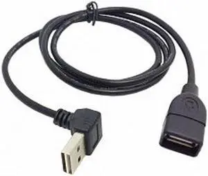 CYSM USB 2.0 Male to Female Extension Cable 100cm Reversible Design Up & Down Angled 90 Degree