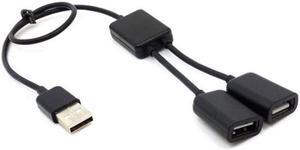 Xiwai Cable Black USB 2.0 Dual Ports Hub Cable Bus power For Laptop Macbook Notebook PC & Mouse & Flash Disk