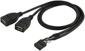 Shenzhong 10 Pin Motherboard Female Header to Dual USB 2.0 Female Adapter Cable 50cm