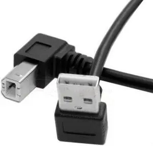 KAIBOXIXI Down Angled USB 2.0 A Male to B Male Up Angled 90 Degree Printer Scanner HDD Cable 35cm
