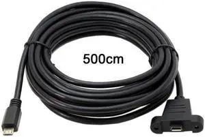KAIBOXIXI 5m Micro USB 5Pin Male to Female Extension Panel Mount Type Cable with Screws