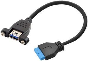 Chenyang Cable USB 3.0 Single Port A Female Screw Mount Type to Motherboard 20pin Header Cable 25cm