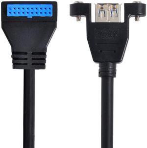 Chenyang U3-005-DN USB 3.0 Single Port A Female Screw Mount Type to Down Angled Motherboard 20pin Header Cable 90 Degree