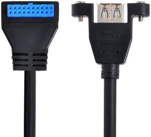 Chenyang U3-005-UP USB 3.0 Single Port A Female Screw Mount Type to Up Angled Motherboard 20pin Header Cable 90 Degree