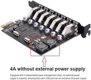 Xiwai Cable 7 Ports PCI-E to USB 3.0 HUB PCI Express Expansion Card Adapter 5Gbps for Motherboard