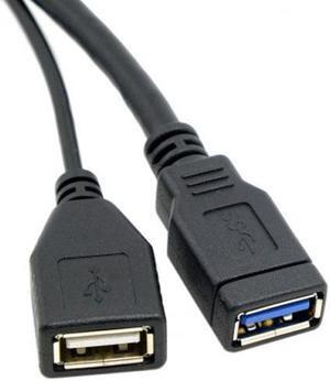 CYSM Black USB 3.0 Male to Dual USB Female Extra Power Data Y Extension Cable for 2.5" Mobile Hard Disk