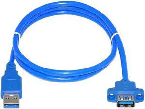 KAIBOXIXI USB 3.0 A Type Male to Female Extension Cable with Panel Mount Screws Holes