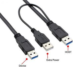 Chenyang Cable super speed USB 3.0 power Y cable two A Male to USB Male for external Hard Disk