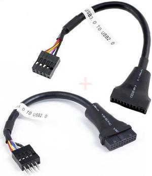 Chenyang U3-076+107 2pcs USB 2.0 9Pin to USB 3.0 20pin Housing Header Female Cable Reversible for Motherboard