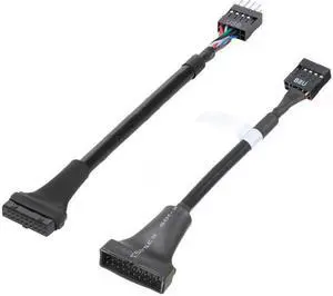 KAIBOXIXI 2pcs USB 2.0 9Pin to USB 3.0 20pin Housing Header Female Cable Reversible for Motherboard