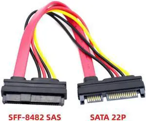 FVH SFF-8482 SAS 29Pin to 22Pin SATA Hard Disk Drive Raid Extension Cable with Data Power Port