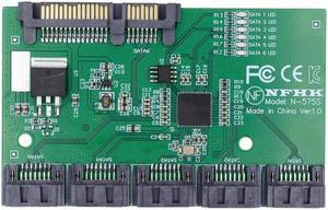 Jimier SATA 3.0 6Gbps 1 to 5 Splitter Ports HUB Adapter Converter PM Multiplier Port Selector JMB575