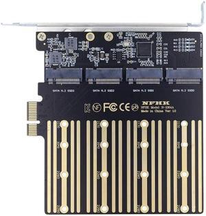 Jimier Four SATA NGFF Key B+M SSD to PCI-E 1x Mainboard Desktop Adapter Converter SSD Card ASM1064 2280