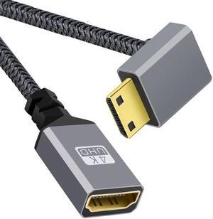 Cablecc 4K Type-C MINI HDMI 1.4 Male 90 Degree Down Angled to HDMI Female Extension Cable for DV MP4 Camera DC Laptop
