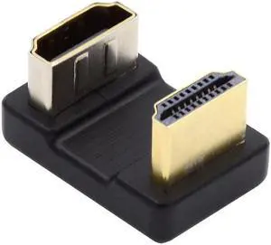 Cablecc Standard HDMI 1.4 Male Type-A to HDMI Female Port Savers 360 Degree Down Opposite U Shape Back Angled Extension Adapter Converter