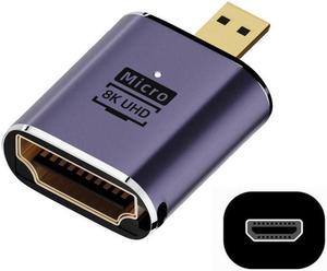 HKCY Micro HDMI Male to HDMI 2.1 Female UHD Extension Gold Converter Adapter Support 8K 60hz HDTV