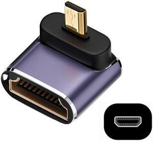 HKCY Down Angled Micro HDMI Male to HDMI 2.1 Female UHD Extension Gold Converter Adapter Support 8K 60hz HDTV