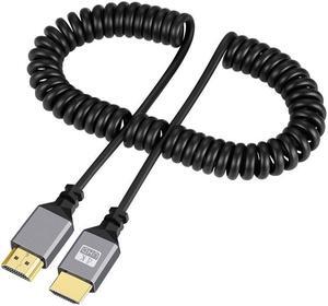Chenyang HDMI 2.0 Male to HDMI Male 4K 60hz Stretch Coiled Cable Straight Connector for HDTV Computer Laptop Monitor