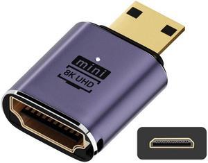 Cablecc Mini HDMI Male to HDMI 2.1 Female UHD Extension Gold Converter Adapter Support 8K 60hz HDTV