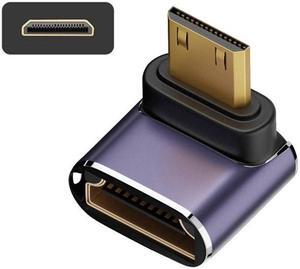 Cablecc Down Angled Mini HDMI Male to HDMI 2.1 Female UHD Extension Gold Converter Adapter Support 8K 60hz HDTV