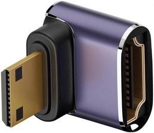 Cablecc Up Angled Mini HDMI Male to HDMI 2.1 Female UHD Extension Gold Converter Adapter Support 8K 60hz HDTV