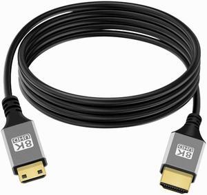 Cablecc Mini HDMI 2.1 Ultra Thin HDTV Cable 8K 4K Hyper Super Flexible Slim Cord Type-A to Type-C for Camera HDTV