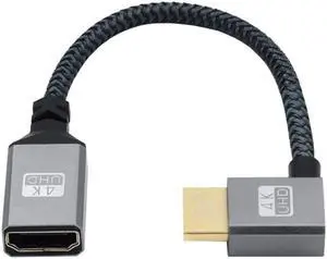 Cablecc HDMI 1.4 Type A Male to A Female Extension Cable Right Angled 90 Degree Support HDTV 4K 60hz 3D