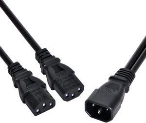 FVH Single C14 to Dual C13 5-13R Short Power Y Type Splitter Adapter Cable Cord PW-037