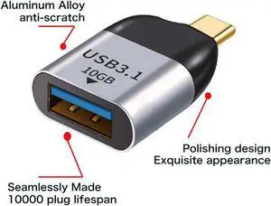 FVH USB 3.1 Type C Male Host to USB3.0 Type A Female OTG Data 10Gbps Adapter for Laptop & Phone