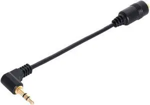 FVH 90 degree right angled 3.5mm 3poles Audio Stereo Male to Female Extension Cable 10cm Black RC-045