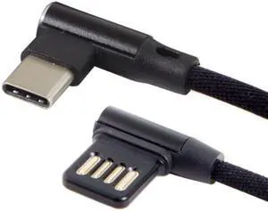 FVH USB-C 3.1 Type-C to Left Right Angled 90 Degree USB 2.0 Data Cable with Sleeve for Tablet & Phone 15cm UC-114
