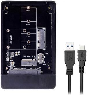 Jimier Combo M.2 NGFF B-key & mSATA SSD to USB Type-C Converter Case Enclosure with Switch UC-209