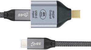 Jimier 10Gbps 100W Cable USB-C Type C Female Source to Mini Displayport DP Sink HDTV Adapter 4K 60hz 1080p for Tablet & Phone & Laptop
