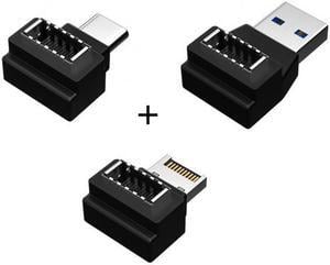 Jimier CY UC-013 3pcs USB 3.1 Front Panel Header Female Type-E to Male Type-AType-C USB-C Motherboard Extension Data Angled Adapter