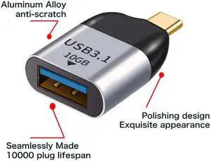 CYSM USB 3.1 Type C Male Host to USB3.0 Type A Female OTG Data 10Gbps Adapter for Laptop & Phone