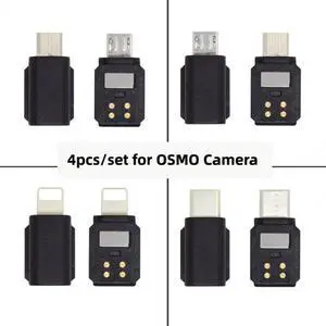 KAIBOXIXI 4pcs/set Type-C & Micro & 8P Adapter for Osmo Pocket 1 2 Connector Interface Handheld Gimbal Camera Accessories