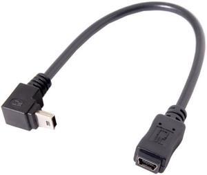 KAIBOXIXI GPS Mini USB 5P 90D Down Direction Angled Male to 5p Female Extension Cable 0.2M