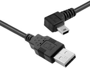 KAIBOXIXI Mini USB B Type 5pin Male Left Angled 90 Degree to USB 2.0 Male Data Cable 5 Meters with EMI Ferrite Core