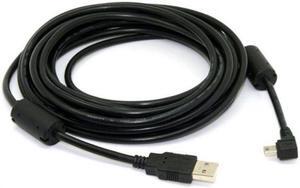 Cablecc CY U2-057-RI-5.0M Mini USB B Type 5pin Male Right Angled 90 Degree to USB 2.0 Male Data Cable 5 Meters with EMI Ferrite Core