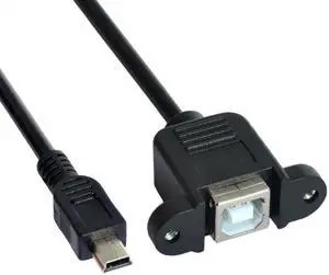 Cablecc CY U2-059 Mini USB 5pin Male to USB B Female Panel Mount Type Cable With Screws