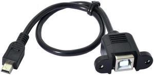 KAIBOXIXI Mini USB 5pin Male to USB B Female Panel Mount Type Cable With Screws