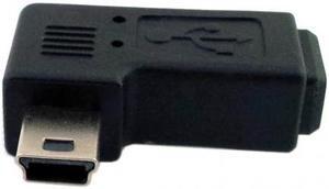 KAIBOXIXI Mini USB 2.0 5P Male to Female M to F Extension Adapter 90 Degree Left Angled